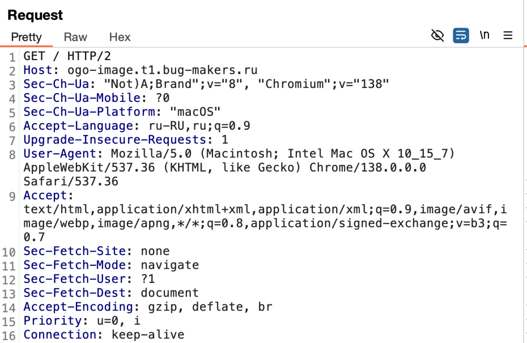Заголовки HTTP-запроса страницы с обычным User-Agent