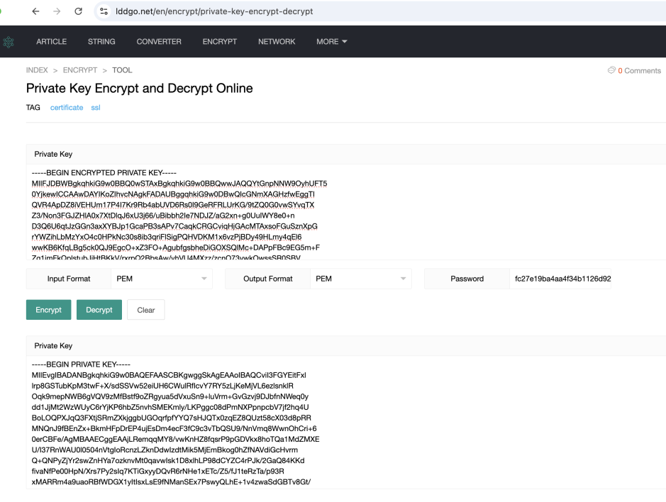Сервис расшифровки приватного ключа JWT