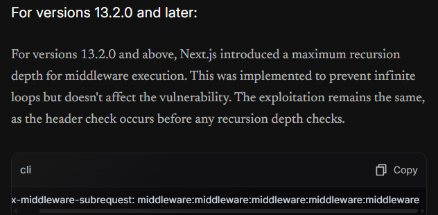 Описание обхода middleware для разных версий Next.js