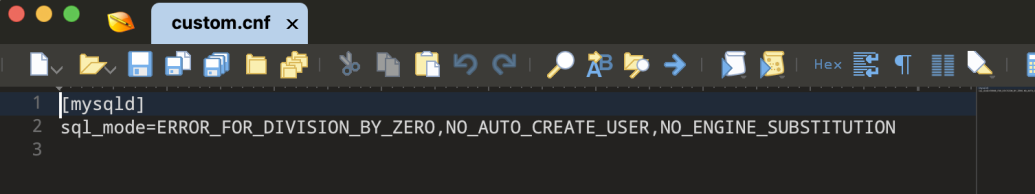 Настройка sql_mode (custom.cnf)