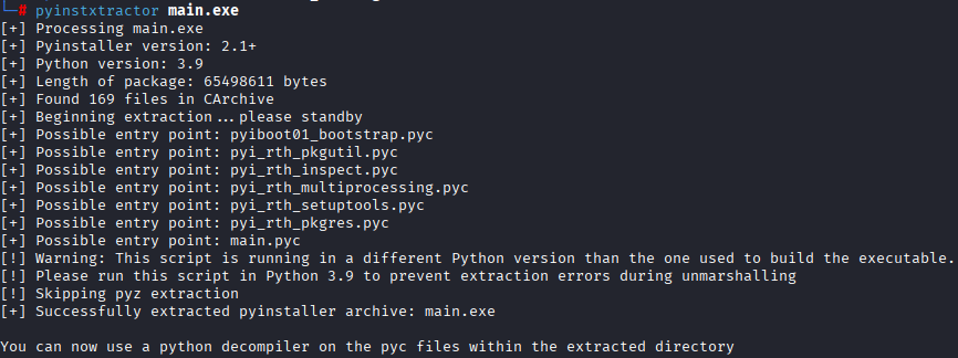 Распаковка исполняемого файла PyInstaller