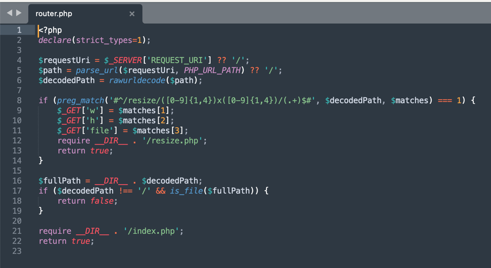 router.php: разбор пути и заполнение параметров w, h, file