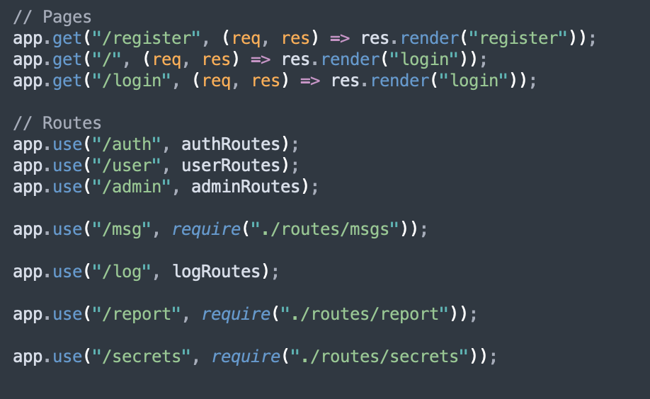 Роуты приложения в server.js
