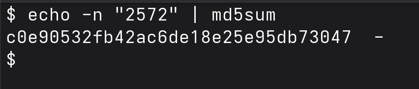 MD5 номера неудачного запуска