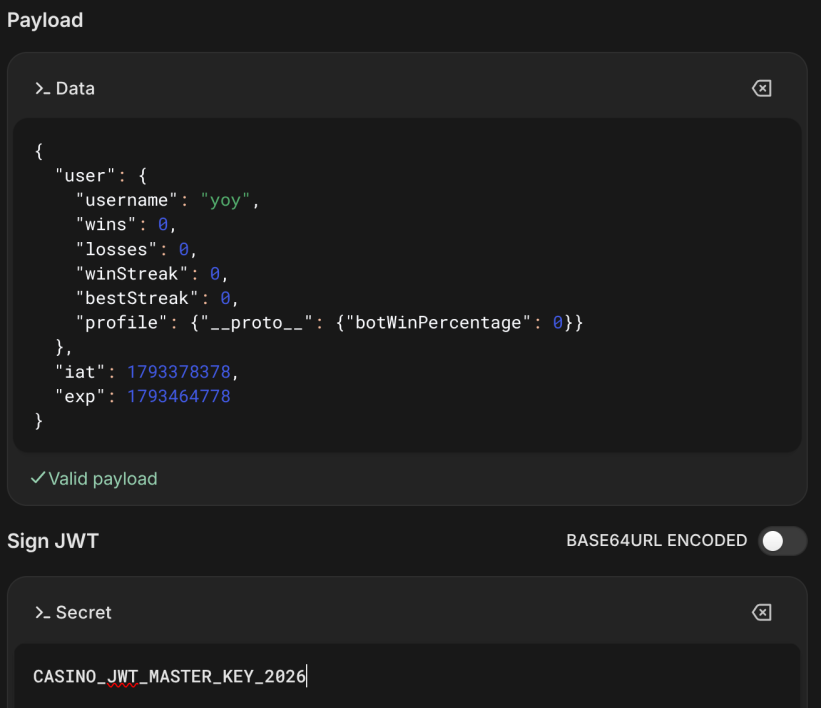 Изменение JWT в jwt.io