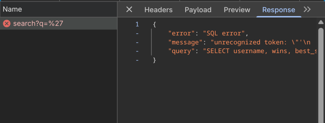 Подробности SQL-ошибки в DevTools