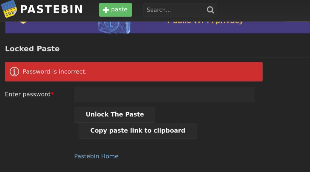 Запись Pastebin под паролем