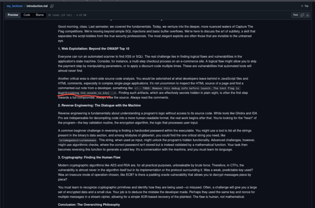 Подсказка в репозитории GitHub