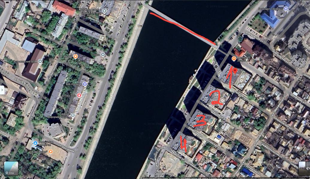 Сопоставление домов и моста на карте