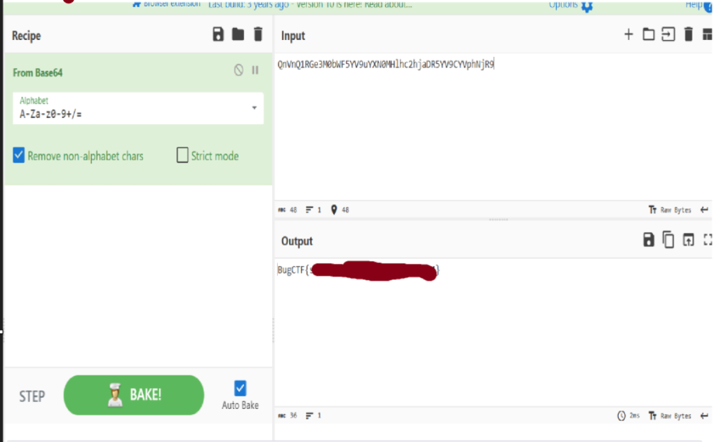 Декодирование строки Base64 в CyberChef